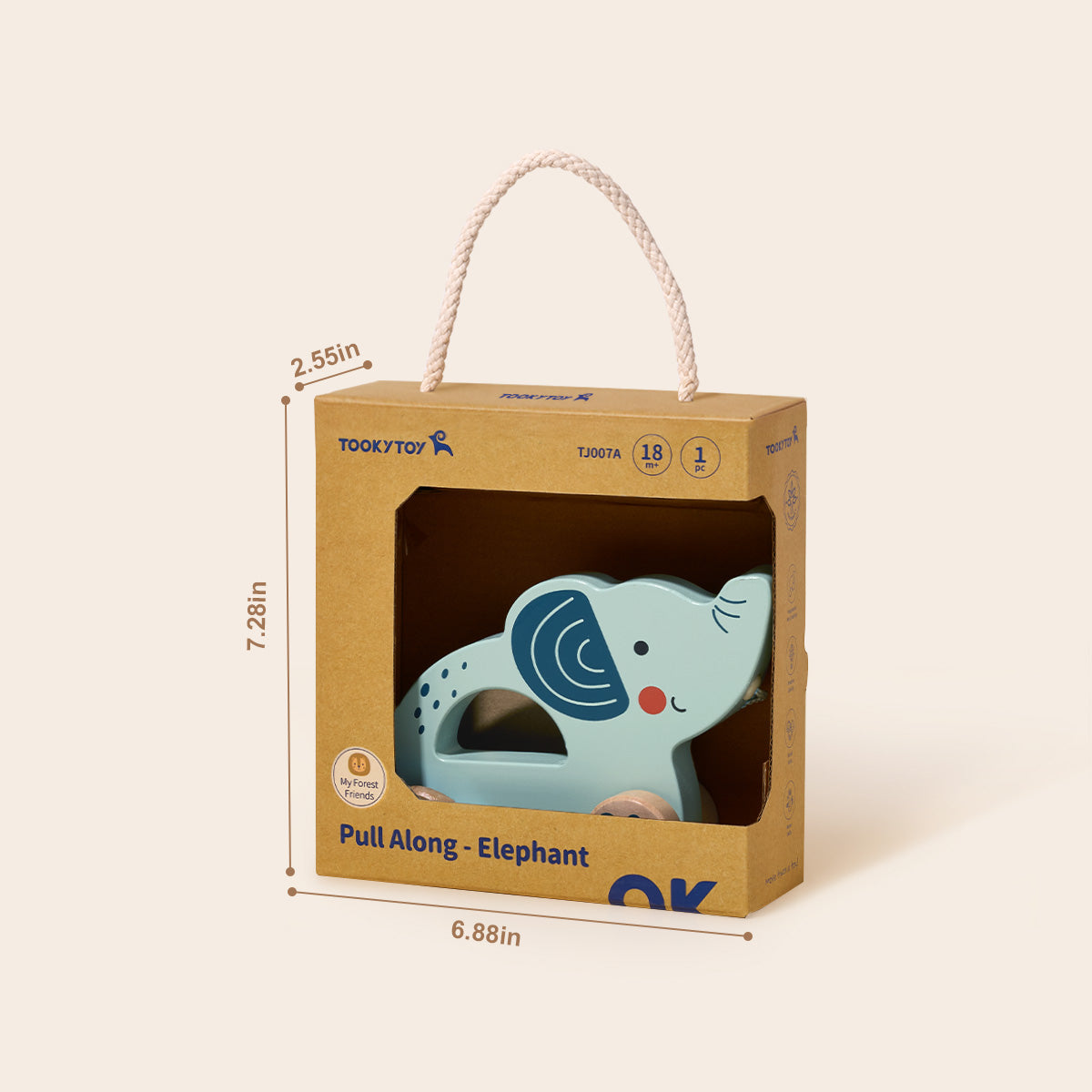 TOOKY TOY Pull Along - Elephant---TJ007A