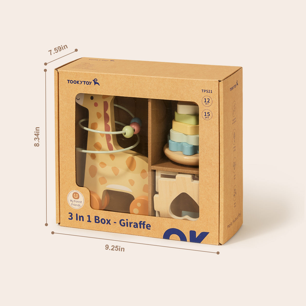 TOOKY TOY 3 In 1 Box - Giraffe---TP521
